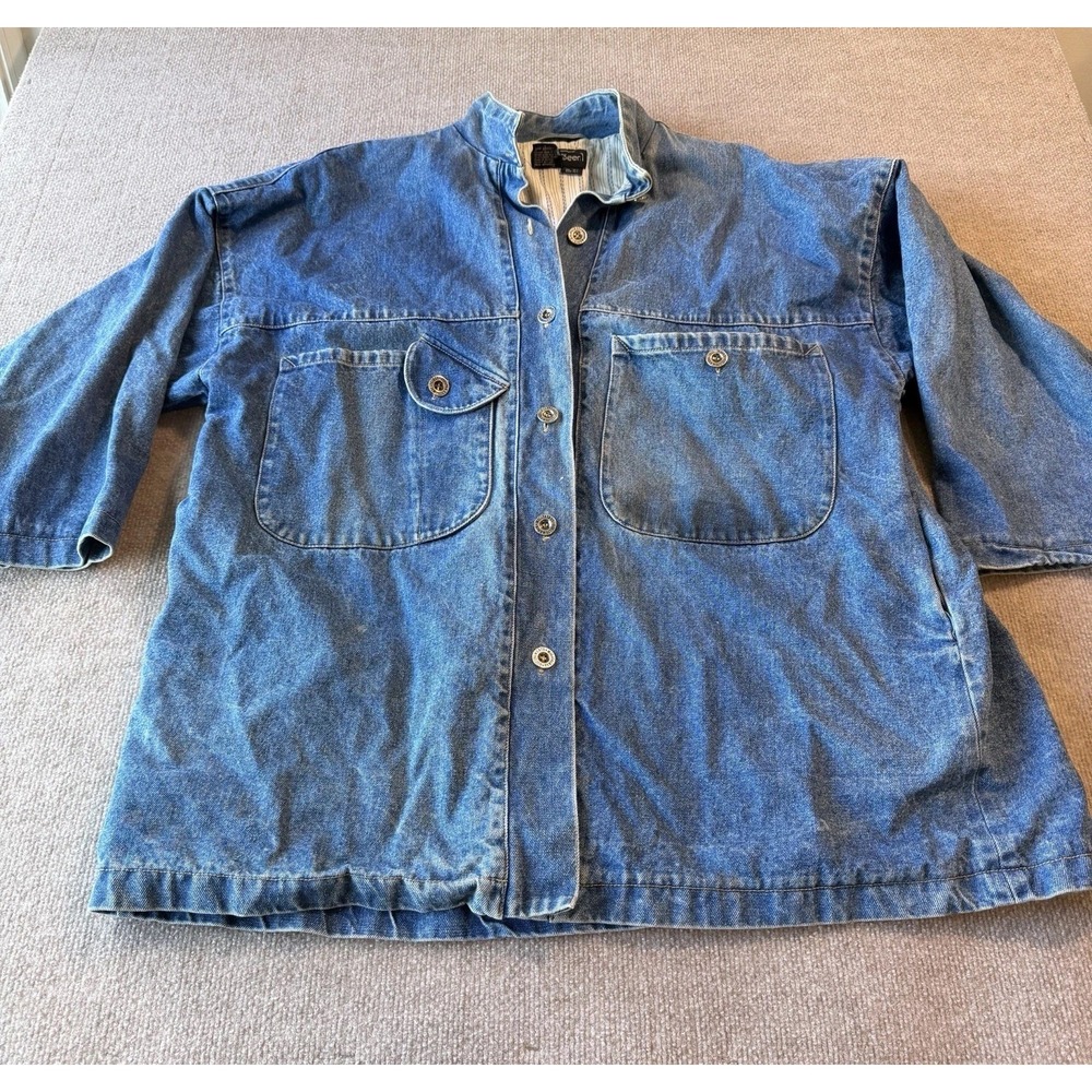 Vintage Be In The Current Seen Jean Jacket XL Mens Denim Button Up‎